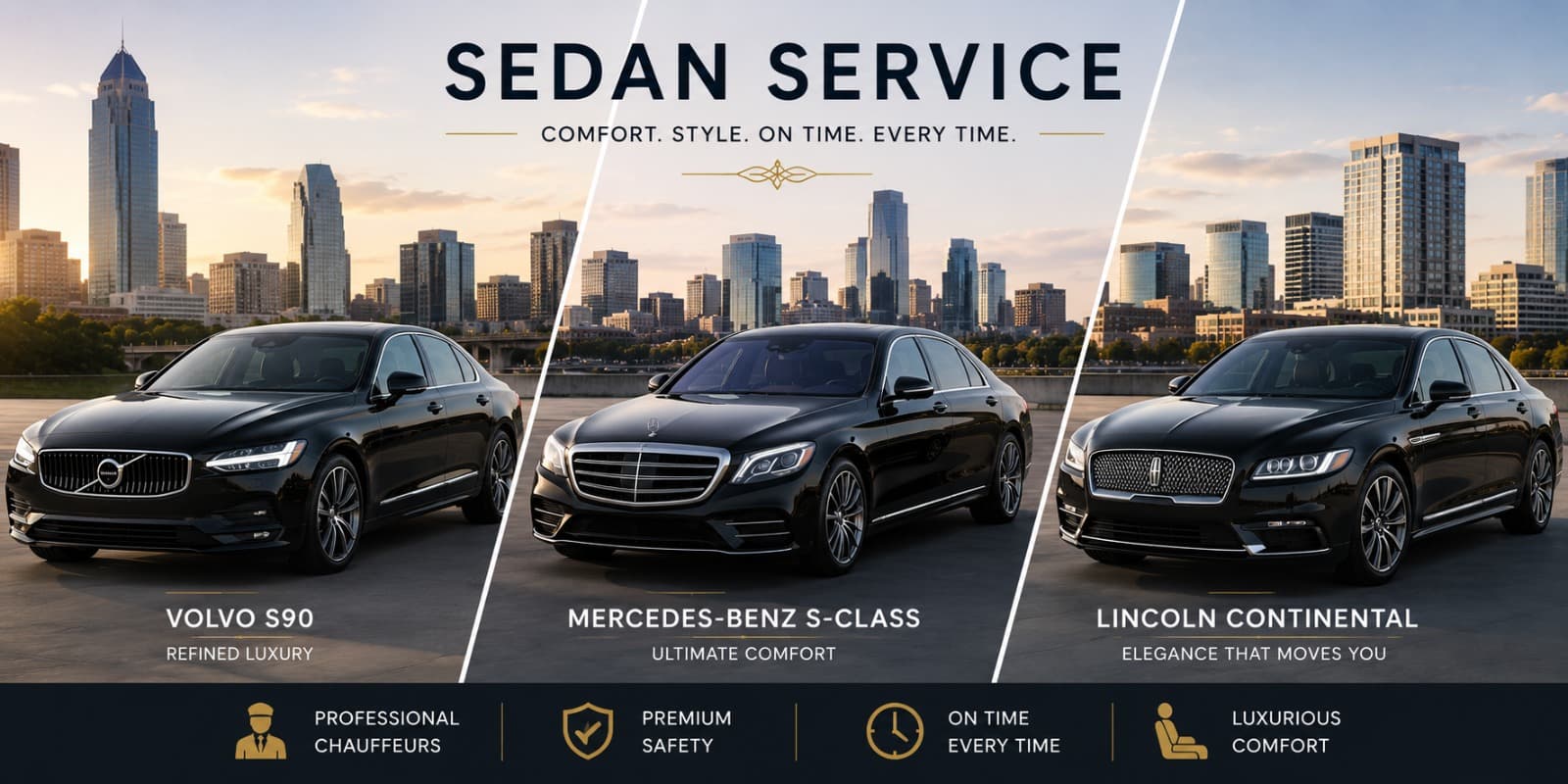 Executive sedan service vehicle for private travel in Atlanta
